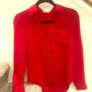 Express red button blouse